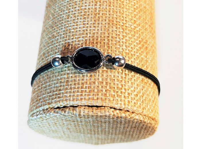 Bracelet élastique argenté/noir