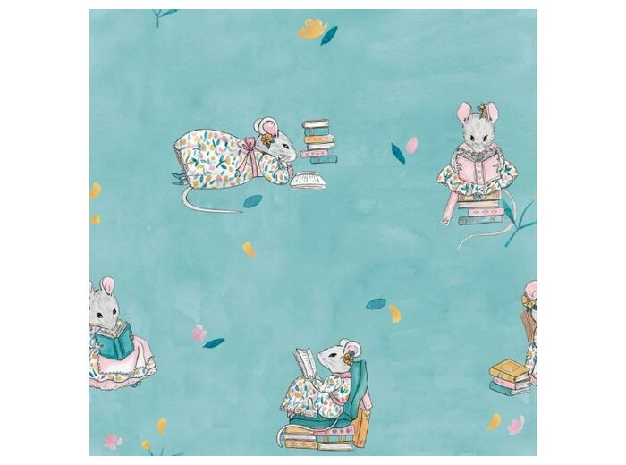 Tissu popeline de coton Little Rat reading - Katia Fabrics