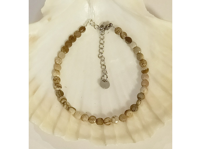 Bracelet en pierres naturelles facettes rond 5mm Picture stone