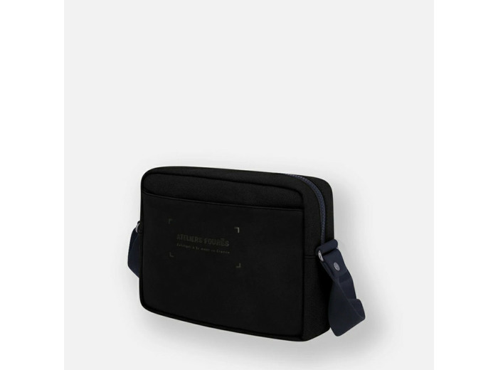 Ateliers Fourès Aristote Pochette Horizontale Toile et Cuir R135 Noir