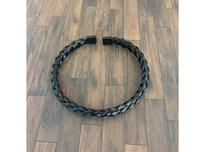Bracelet homme tressé en acier noir