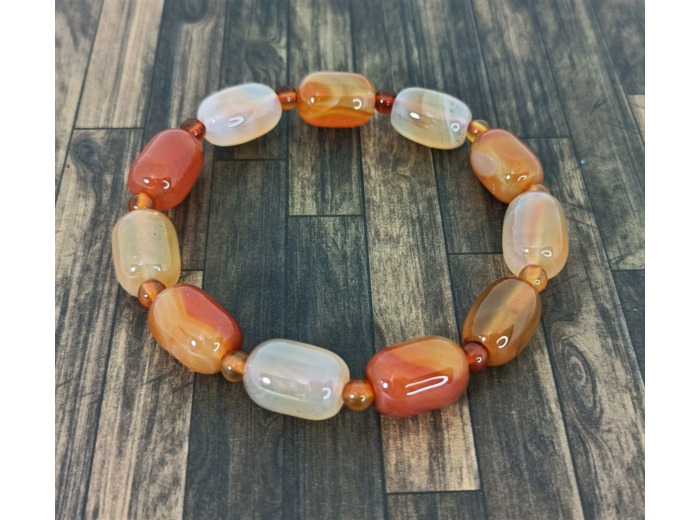 Bracelet en agate orange grosses perles