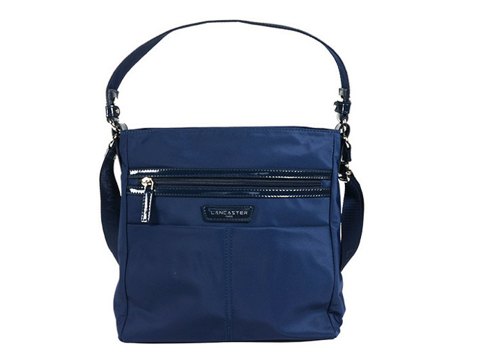 Lancaster Basic Verni Sac Porté Epaule et Travers 514-60 Bleu Foncé