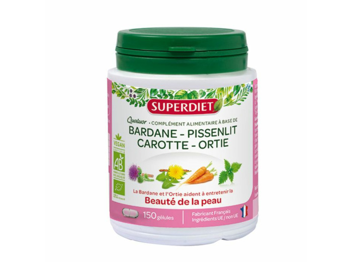 Quatuor Beaute De La Peau Bardane Bio 150 Gelules Superdiet