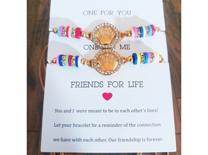 2 bracelets amis pour la vie couronne