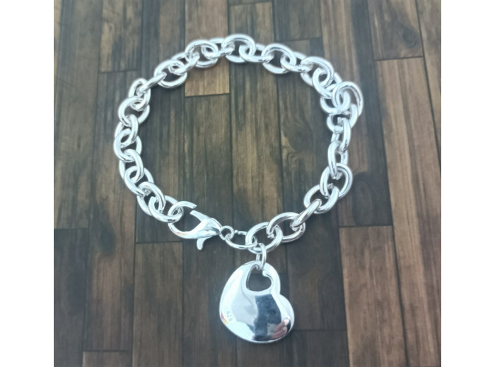 Bracelet chaîne cœur en argent