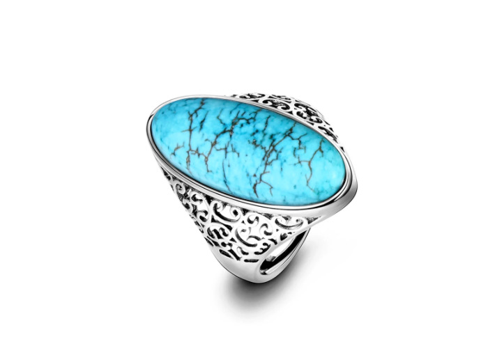 Bague ovale turquoise en argent