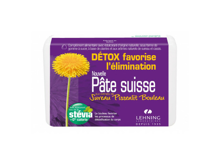 Pâte Suisse Détox x40 gommes Sureau Pissenlit Bouleau Lehning