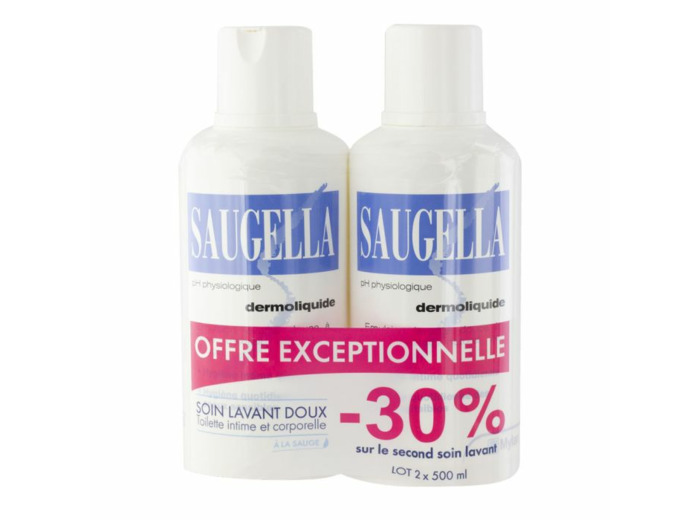 Emulsion Lavante Dermoliquide Toilette Intime 2x500ml Saugella