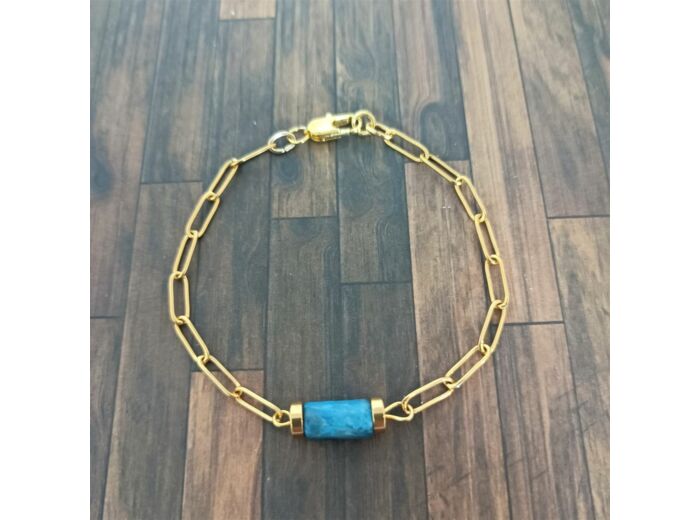 Bracelet chaîne doré apatite bleu