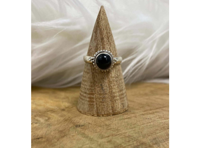 BAGUE ONYX ARGENT