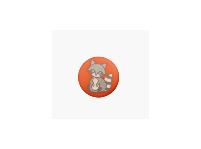 Bouton rouille motif raton laveur 15 mm