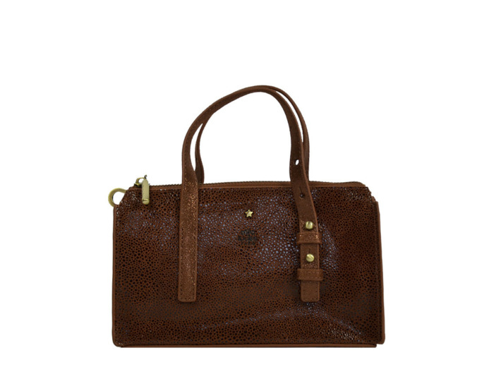 Mila Louise Lya BB Petit Sac à main Cuir Résille Cognac