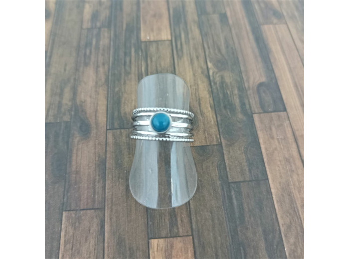 Bagues en acier Inox avec pierre naturelle Argenté-bleu