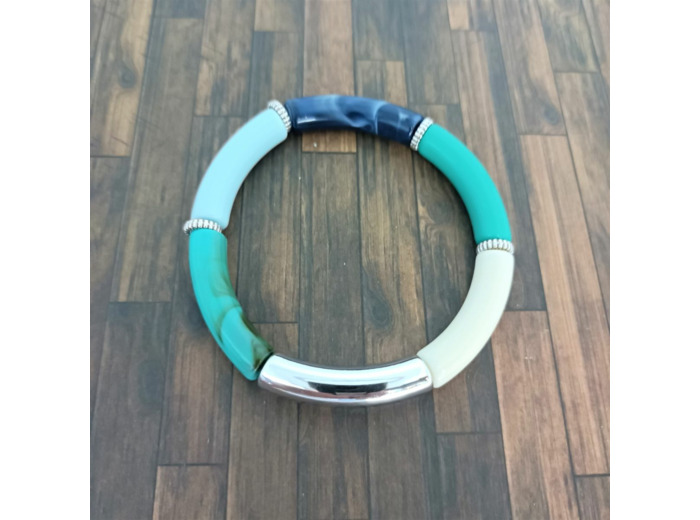 Bracelet tube tons bleu argenté 32mm