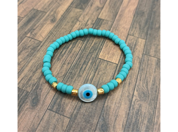 Bracelet enfant turquoise œil porte bonheur