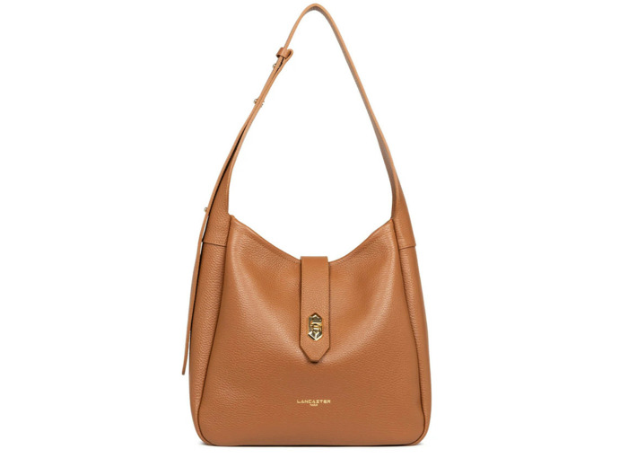 Lancaster Top Double Grand Sac Seau Hobo 470-66 Camel In Orange