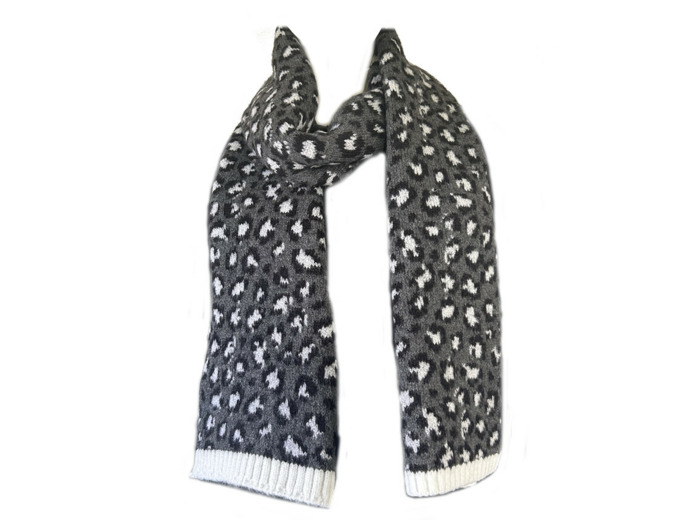 Fonem Touche Léopard Echarpe Chaude Aux Motifs Léopards Anthracite