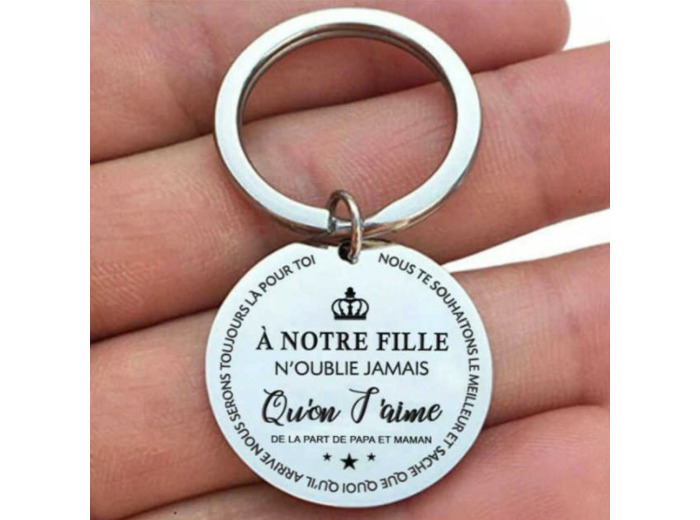 Porte-clés "A notre fille" de la part de papa et maman