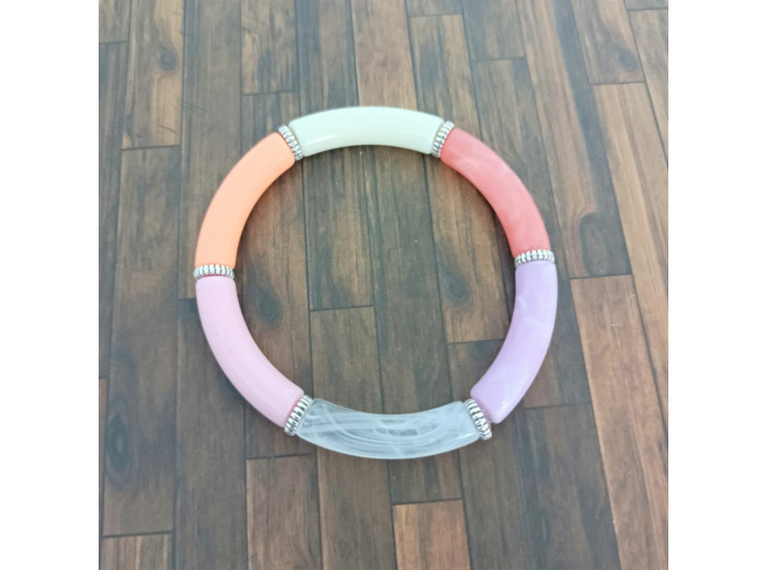 Bracelet tube tons violet rose blanc argenté 32mm