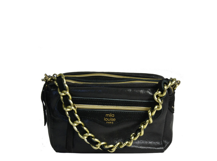 Mila Louise Masa LX1 Sac Trotteur Toile et Cuir Noir