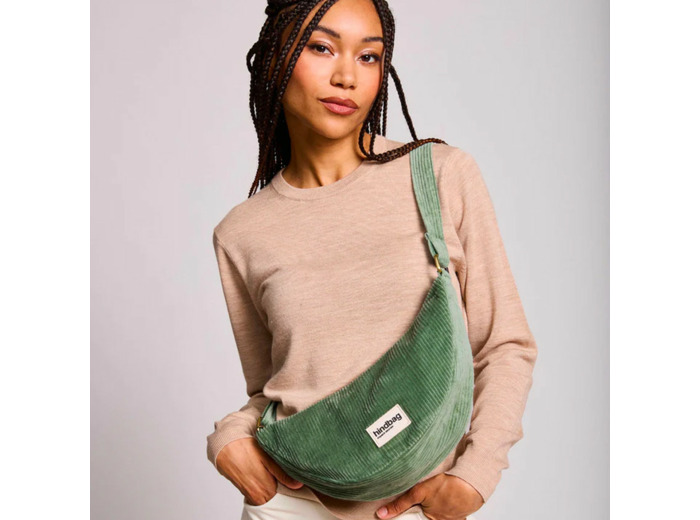 Hindbag Andrea Sac Banane Velours Vert D'eau