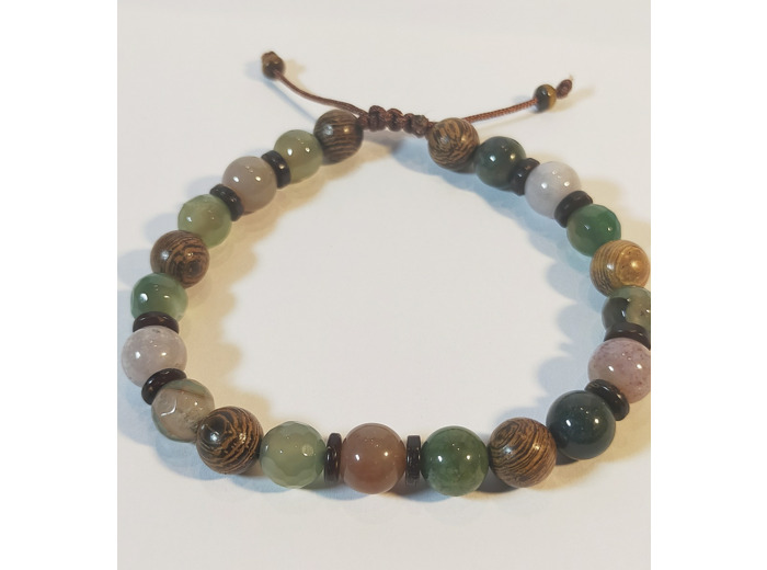 Agate indienne et bois zébré, ajustable