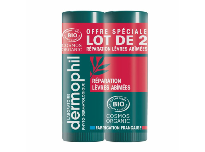 Sticks Lèvres Bio Réparation 2x4g Les Intenses Lèvres Abîmees Dermophil Indien