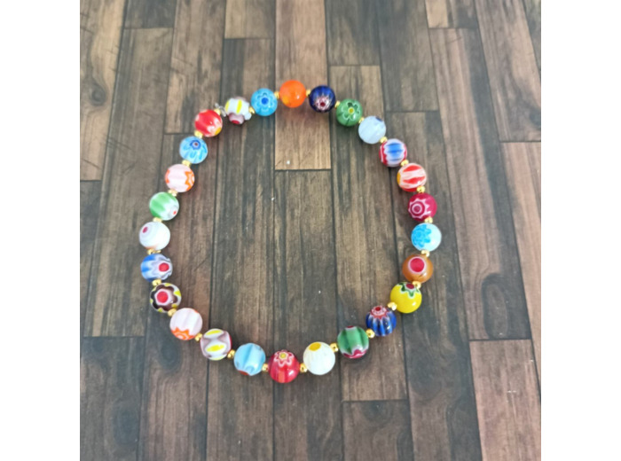 Bracelet perles millefiori 6mm