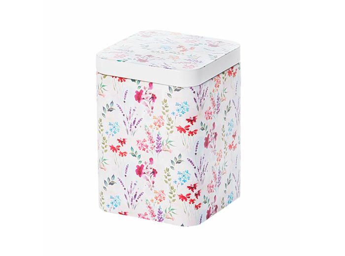 Boite carrée fleurie en métal