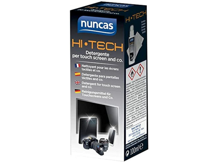 Nuncas Italia S.p.A. Nettoyant pour Dispositifs Électroniques avec Chiffon Microfibre Spray Applicateur de 100 ml