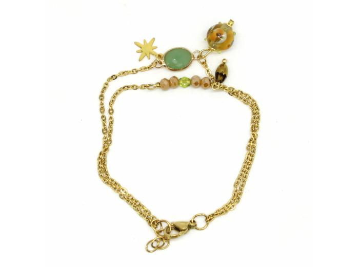 Bracelet double chaîne perle Murano – Salvia