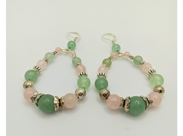 B.O. aventurine/quartz rose/argenté