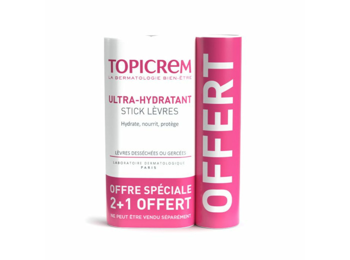 Stick lèvres Ultra-Hydratant 2+1 Offert Desséchées ou Gercées Topicrem