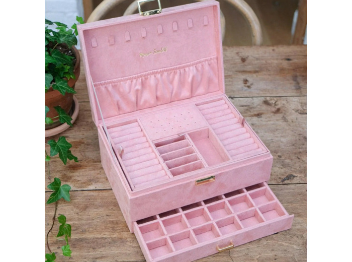 Maison Scarlett boîte à bijoux Denise Velours Rose