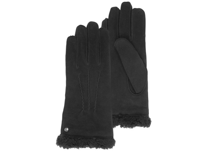Isotoner Gants Femme Cuir velours fourrés 7.5 Noir