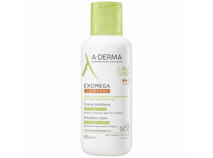 Crème émolliente anti-grattage 400ml Exomega Control Peaux Sèches à Tendance A l'Eczéma Atopique A-Derma