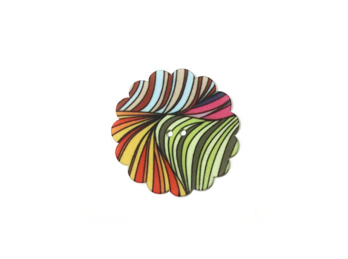 Bouton fantaisie - Fleur multicolore 40 mm