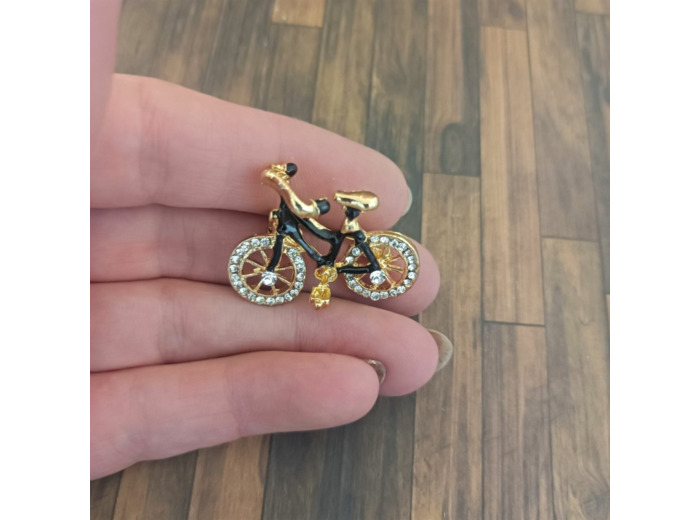 Broche vélo noir et strass