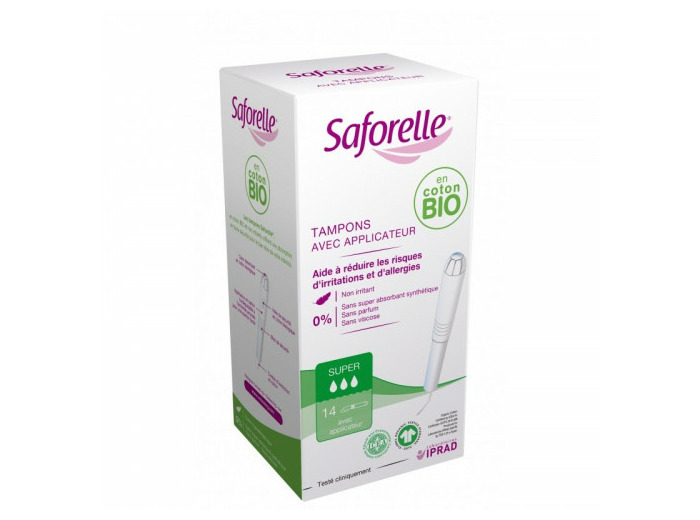 Tampons Super Avec Applicateur Coton Bio X14 Saforelle