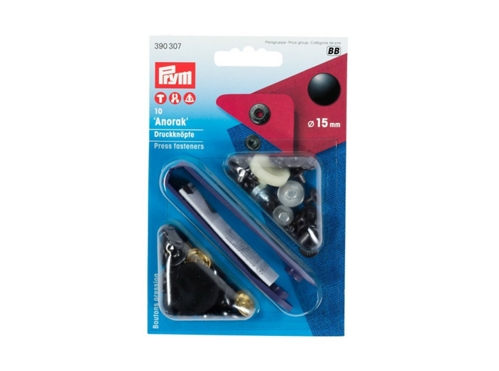 Boutons pression Anorak noir 15 mm - Prym