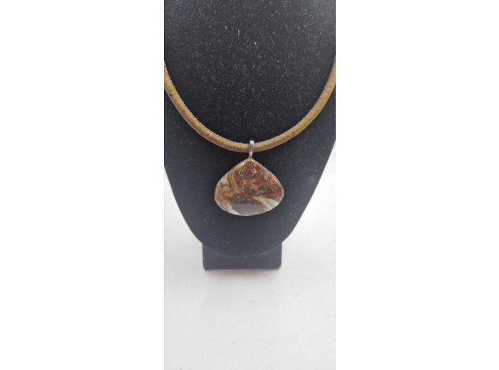 Pendentifs opale marocaine + collier en liège olpa656