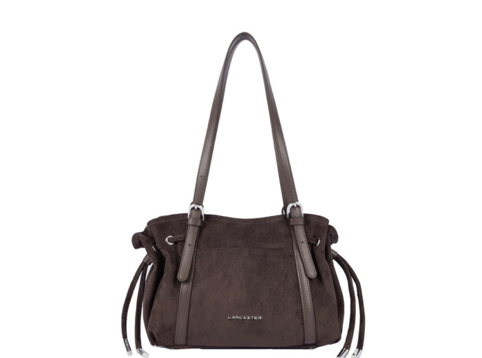 Lancaster Velvet Emma Sac Porté Epaule 518-096 Aspect Suédine Marron