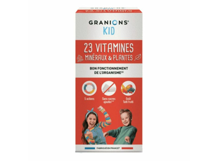 Sirop 23 Vitamines Bio 125ml Kid Dès 3 Ans Goût Tutti Fruitti Granions