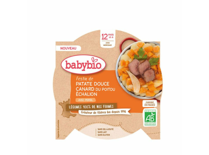 Festin de patate douce de canard du poitou échalion 230 g Dès 12 mois Babybio