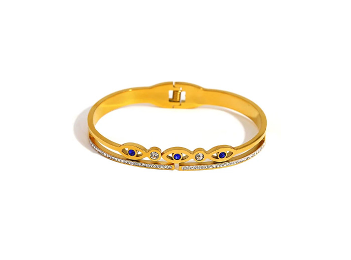 Bracelet jonc doré œil bleu