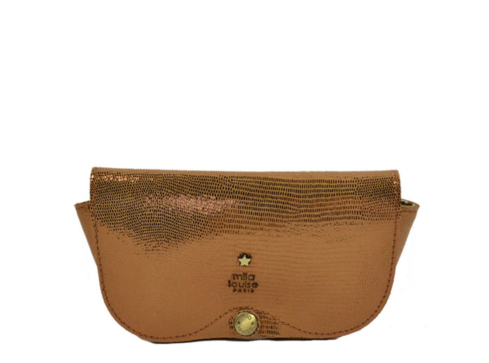 Mila Louise Ossip LZ Étui À Lunettes Lézard Camel