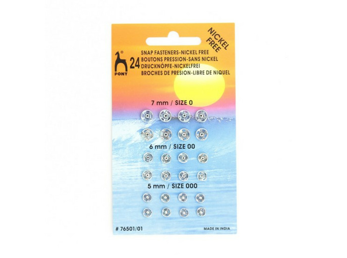 Boutons pression à coudre nickel assortiment