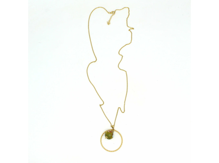 Collier long cercle perle Murano bicolore Salvia