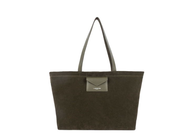 Lancaster Suedine KBA Grand Sac Shopping Aspect Suédine 518-063 Kaki Foncé